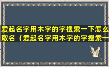 爱起名字用木字的字搜索一下怎么取名（爱起名字用木字的字搜索一下怎么取名好听）