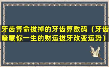 牙齿算命拔掉的牙齿算数码（牙齿暗藏你一生的财运拔牙改变运势）