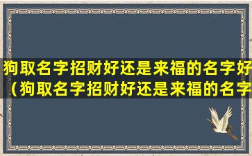 狗取名字招财好还是来福的名字好（狗取名字招财好还是来福的名字好一点）