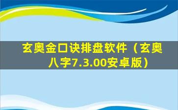 玄奥金口诀排盘软件（玄奥八字7.3.00安卓版）