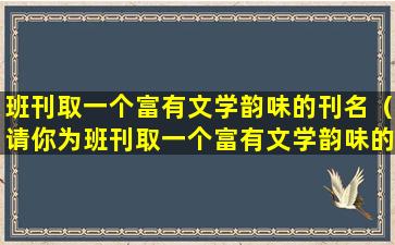 班刊取一个富有文学韵味的刊名（请你为班刊取一个富有文学韵味的刊名）