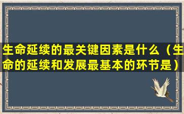 生命延续的最关键因素是什么（生命的延续和发展最基本的环节是）