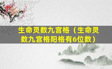 生命灵数九宫格（生命灵数九宫格阳格有6位数）