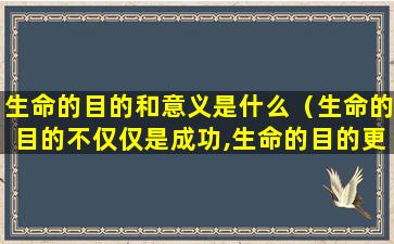 生命的目的和意义是什么（生命的目的不仅仅是成功,生命的目的更是成长和分享）