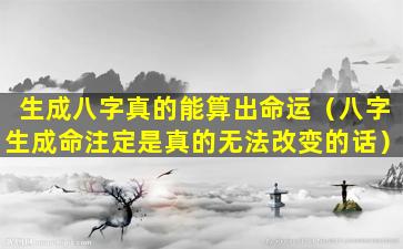 生成八字真的能算出命运（八字生成命注定是真的无法改变的话）