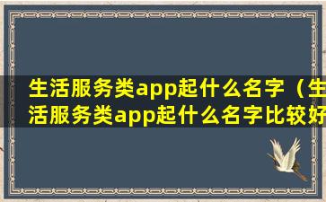 生活服务类app起什么名字（生活服务类app起什么名字比较好）