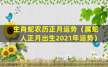 生肖蛇农历正月运势（属蛇人正月出生2021年运势）