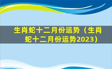 生肖蛇十二月份运势（生肖蛇十二月份运势2023）