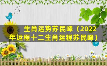 生肖运势苏民峰（2022年运程十二生肖运程苏民峰）