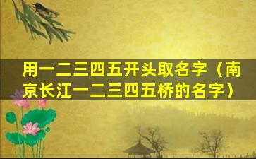 用一二三四五开头取名字（南京长江一二三四五桥的名字）