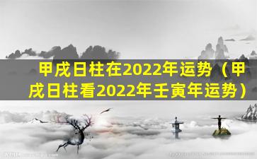 甲戌日柱在2022年运势（甲戌日柱看2022年壬寅年运势）