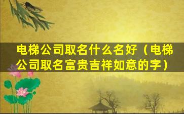 电梯公司取名什么名好（电梯公司取名富贵吉祥如意的字）