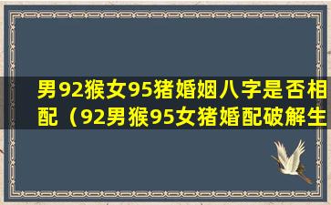 男92猴女95猪婚姻八字是否相配（92男猴95女猪婚配破解生宝宝土牛能解）