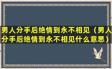 男人分手后绝情到永不相见（男人分手后绝情到永不相见什么意思）