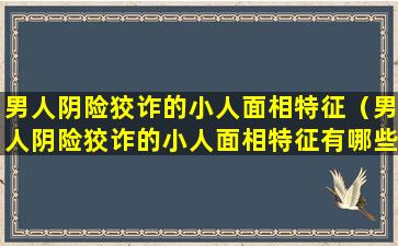 男人阴险狡诈的小人面相特征（男人阴险狡诈的小人面相特征有哪些）