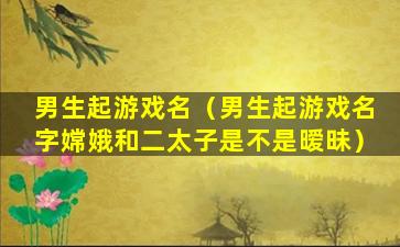 男生起游戏名（男生起游戏名字嫦娥和二太子是不是暧昧）