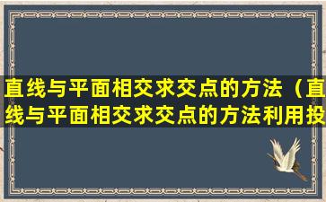 直线与平面相交求交点的方法（直线与平面相交求交点的方法利用投影的什么）