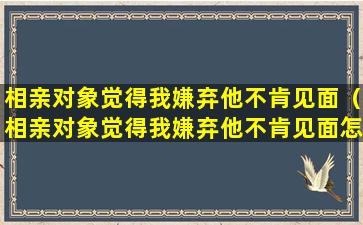 相亲对象觉得我嫌弃他不肯见面（相亲对象觉得我嫌弃他不肯见面怎么办）