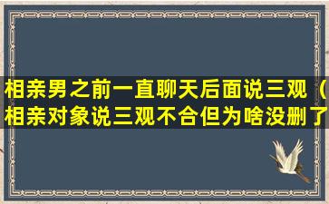 相亲男之前一直聊天后面说三观（相亲对象说三观不合但为啥没删了我微信）