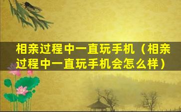 相亲过程中一直玩手机（相亲过程中一直玩手机会怎么样）