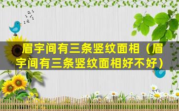 眉宇间有三条竖纹面相（眉宇间有三条竖纹面相好不好）