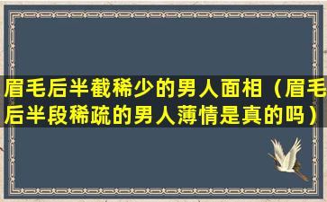 眉毛后半截稀少的男人面相（眉毛后半段稀疏的男人薄情是真的吗）