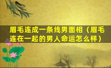 眉毛连成一条线男面相（眉毛连在一起的男人命运怎么样）