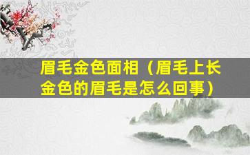 眉毛金色面相（眉毛上长金色的眉毛是怎么回事）