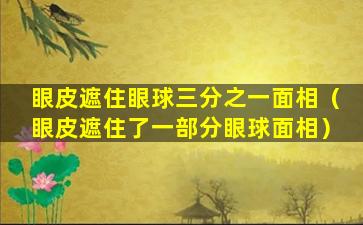 眼皮遮住眼球三分之一面相（眼皮遮住了一部分眼球面相）