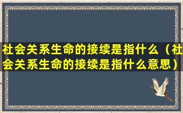 社会关系生命的接续是指什么（社会关系生命的接续是指什么意思）