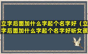 立字后面加什么字起个名字好（立字后面加什么字起个名字好听女孩子）