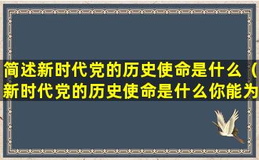 简述新时代党的历史使命是什么（新时代党的历史使命是什么你能为它做些什么）