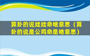 算卦的说娃娃命啥意思（算卦的说是公鸡命是啥意思）