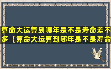 算命大运算到哪年是不是寿命差不多（算命大运算到哪年是不是寿命差不多了）