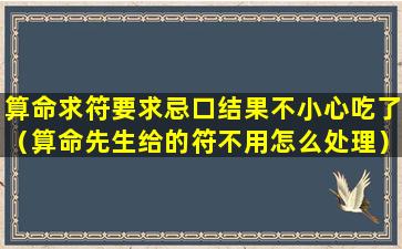 算命求符要求忌口结果不小心吃了（算命先生给的符不用怎么处理）