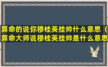 算命的说你穆桂英挂帅什么意思（算命大师说穆桂英挂帅是什么意思）