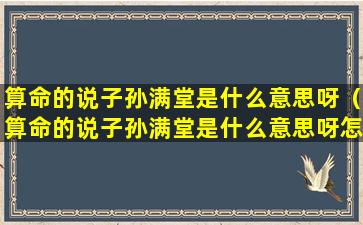 算命的说子孙满堂是什么意思呀（算命的说子孙满堂是什么意思呀怎么解释）