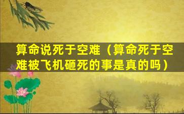 算命说死于空难（算命死于空难被飞机砸死的事是真的吗）