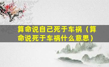 算命说自己死于车祸（算命说死于车祸什么意思）