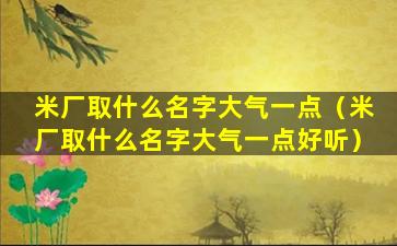 米厂取什么名字大气一点（米厂取什么名字大气一点好听）