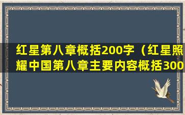 红星第八章概括200字（红星照耀中国第八章主要内容概括300字）