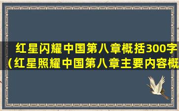 红星闪耀中国第八章概括300字（红星照耀中国第八章主要内容概括300字）