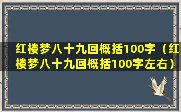 红楼梦八十九回概括100字（红楼梦八十九回概括100字左右）