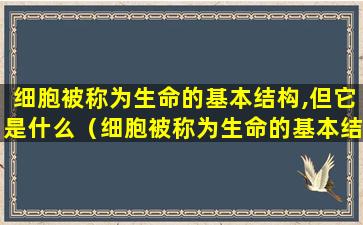 细胞被称为生命的基本结构,但它是什么（细胞被称为生命的基本结构,但它是什么组织）