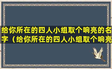 给你所在的四人小组取个响亮的名字（给你所在的四人小组取个响亮的名字并说明原因）