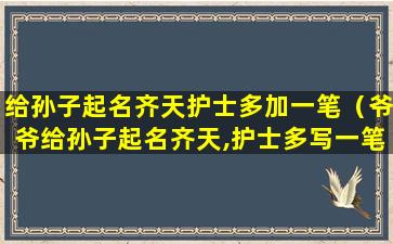 给孙子起名齐天护士多加一笔（爷爷给孙子起名齐天,护士多写一笔叫什么）