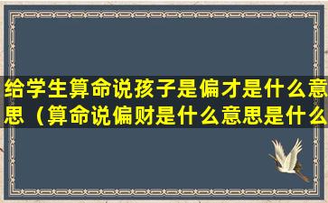 给学生算命说孩子是偏才是什么意思（算命说偏财是什么意思是什么）