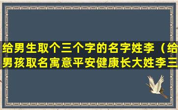 给男生取个三个字的名字姓李（给男孩取名寓意平安健康长大姓李三个字）