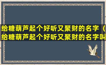 给糖葫芦起个好听又聚财的名字（给糖葫芦起个好听又聚财的名字叫什么）