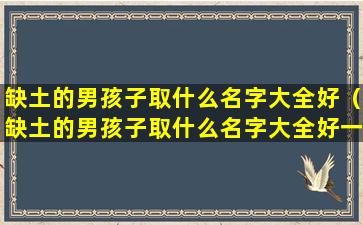 缺土的男孩子取什么名字大全好（缺土的男孩子取什么名字大全好一点）